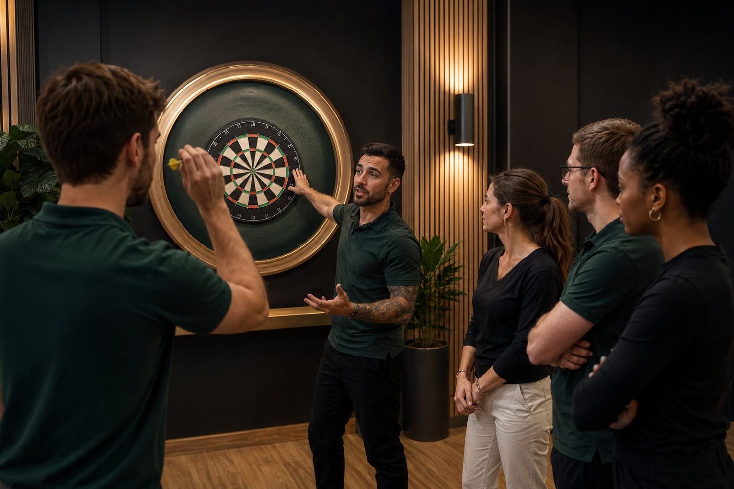 Aula de dardos em grupo no Triplo 20 em Lisboa